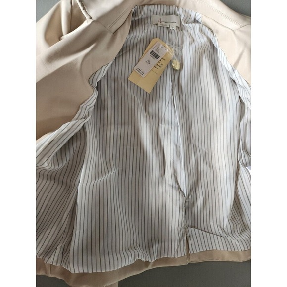 NWT By Anthropologie Nico Faux Leather Double Breasted Blazer Size XXS Ivory - Picture 9 of 9